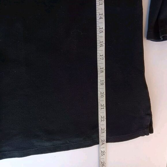 Rafaella Size S Black Boatneck Fitted Top with 3/4 Sleeve and Stud Detail - Picture 7 of 8